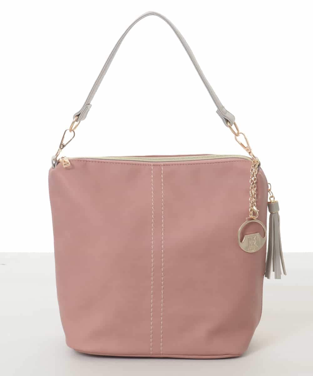 BJCAA14150 MK MICHEL KLEIN BAG(MK ミッシェルクラン バッグ) [軽量/2WAY/チャーム付き]ステッチアクセントワンハンドルバッグ パープル