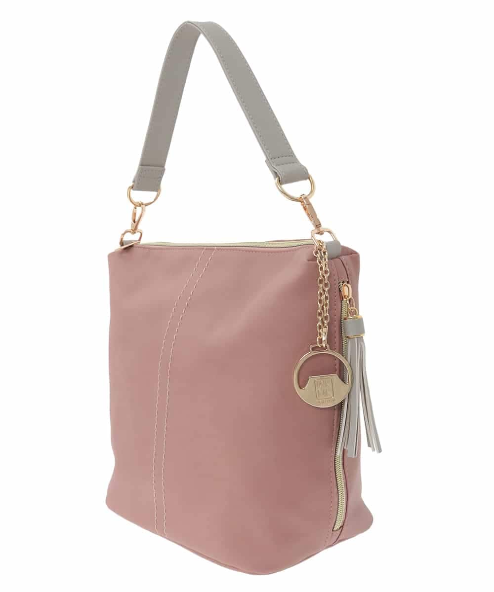 BJCAA14150 MK MICHEL KLEIN BAG(MK ミッシェルクラン バッグ) [軽量/2WAY/チャーム付き]ステッチアクセントワンハンドルバッグ パープル