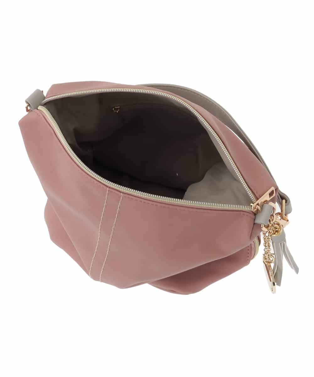 BJCAA14150 MK MICHEL KLEIN BAG(MK ミッシェルクラン バッグ) [軽量/2WAY/チャーム付き]ステッチアクセントワンハンドルバッグ パープル