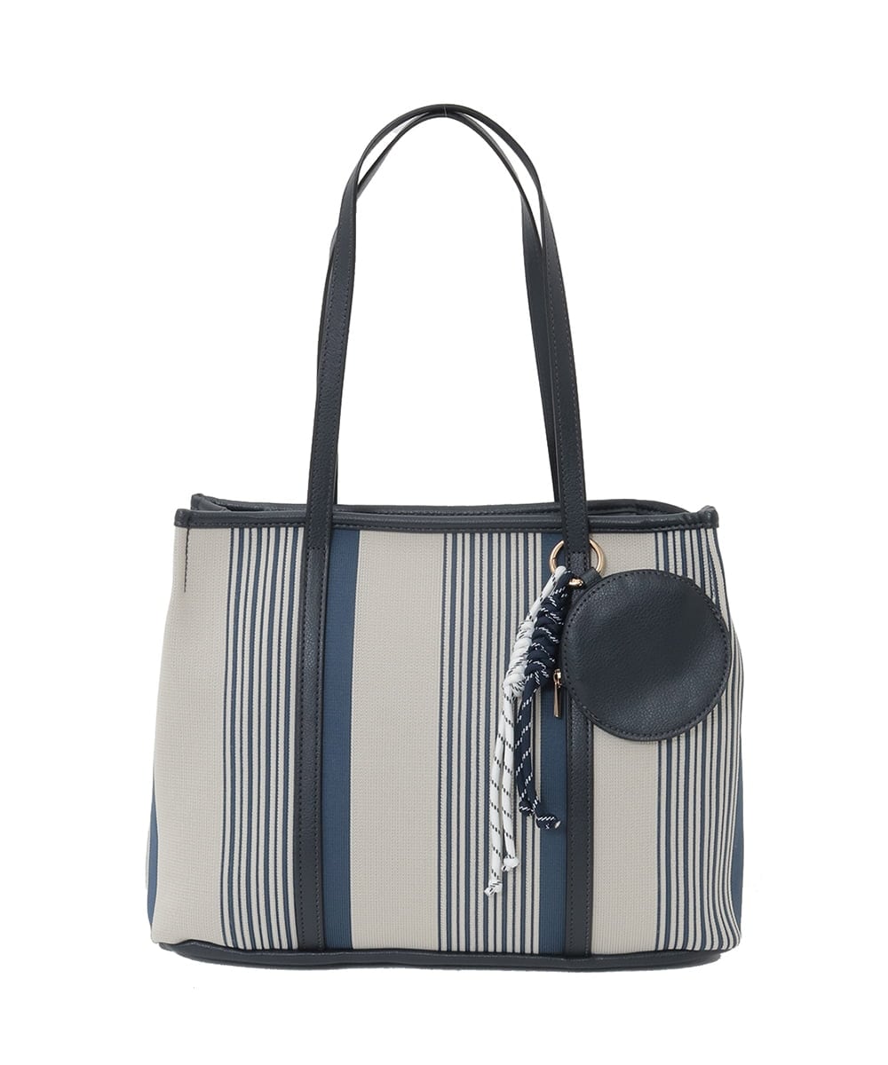 BJCJD76150 MK MICHEL KLEIN BAG(MK ミッシェルクラン バッグ) [ポーチチャーム付き]異素材ジョイントデザイントートバッグ ネイビー