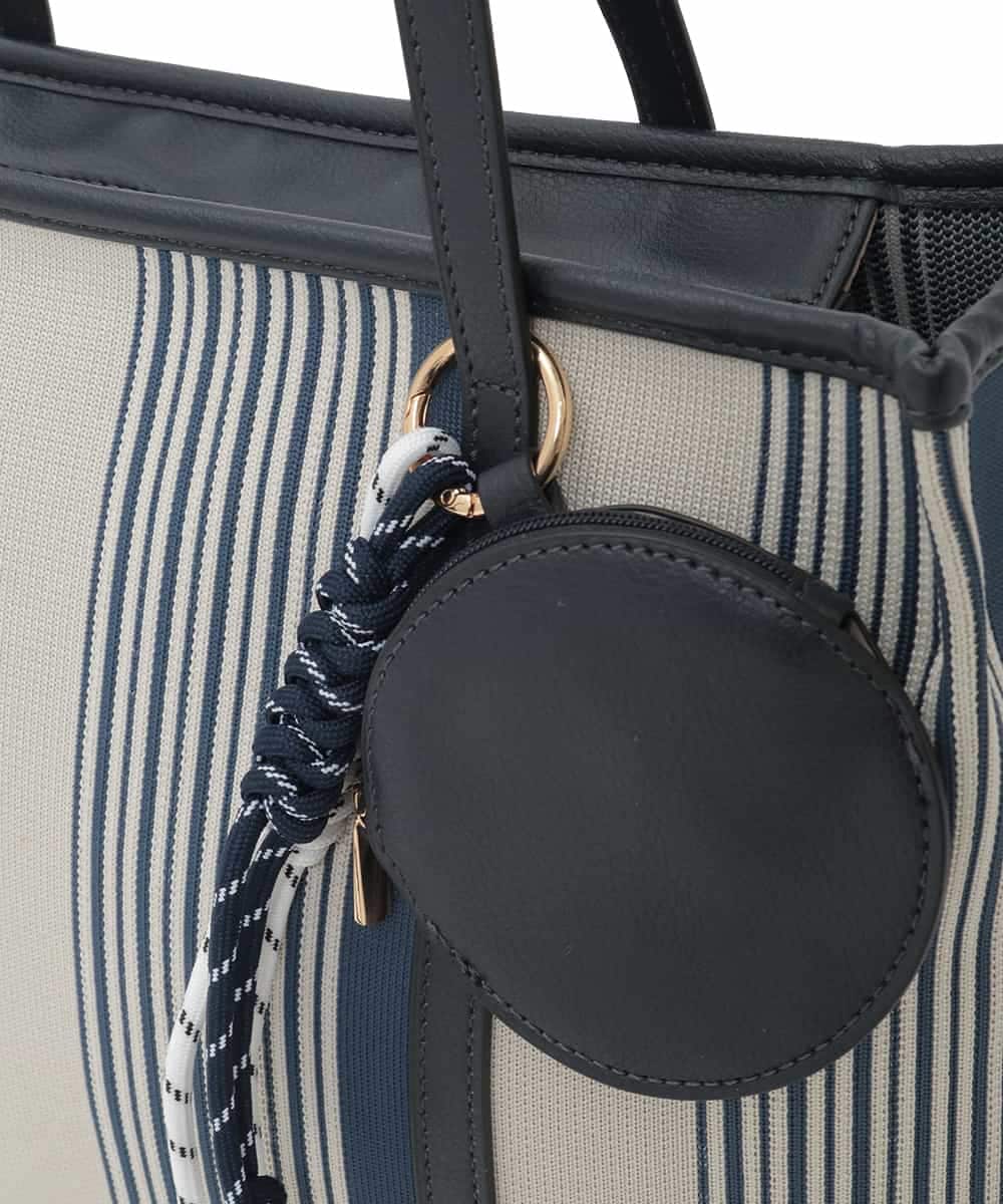 BJCJD76150 MK MICHEL KLEIN BAG(MK ミッシェルクラン バッグ) [ポーチチャーム付き]異素材ジョイントデザイントートバッグ ネイビー