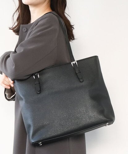 BKBAD12150 MK MICHEL KLEIN BAG [2WAY/インナーバッグ付き]ベルトアクセントスクエアトートバッグ