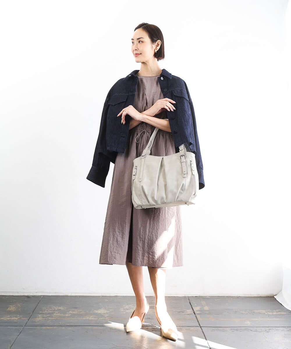 BKBGD26160 MK MICHEL KLEIN BAG(MK ミッシェルクラン バッグ) [2WAY]合成皮革タックデザイントートバッグ ホワイトベージュ