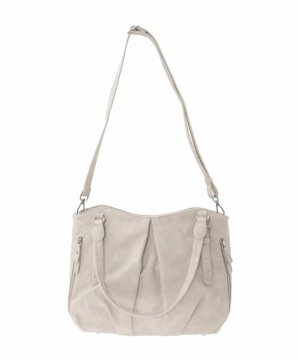 BKBGD26160 MK MICHEL KLEIN BAG(MK ミッシェルクラン バッグ) [2WAY]合成皮革タックデザイントートバッグ ホワイトベージュ
