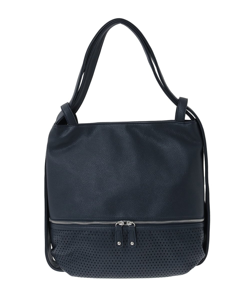 BKCAD26165 MK MICHEL KLEIN BAG(MK ミッシェルクラン バッグ) [2WAY]パンチングデザイン変形トートバッグ ライトグレー