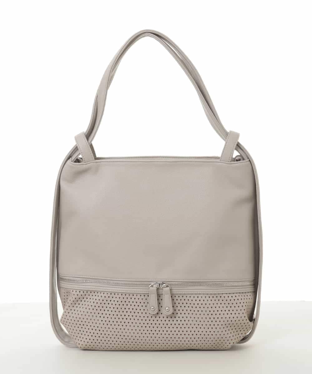 BKCAD26165 MK MICHEL KLEIN BAG(MK ミッシェルクラン バッグ) [2WAY]パンチングデザイン変形トートバッグ ライトグレー