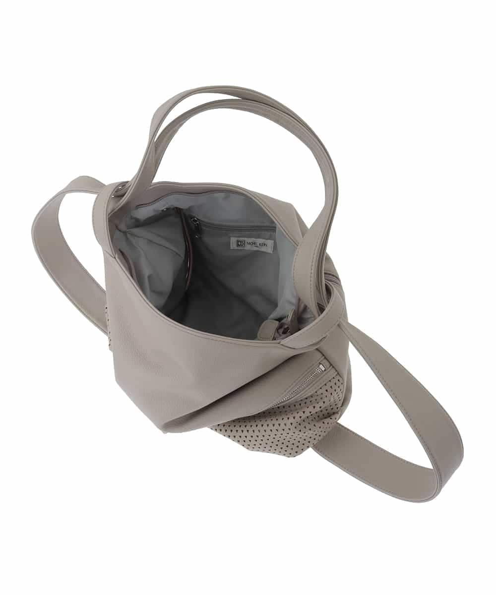 BKCAD26165 MK MICHEL KLEIN BAG(MK ミッシェルクラン バッグ) [2WAY]パンチングデザイン変形トートバッグ ライトグレー