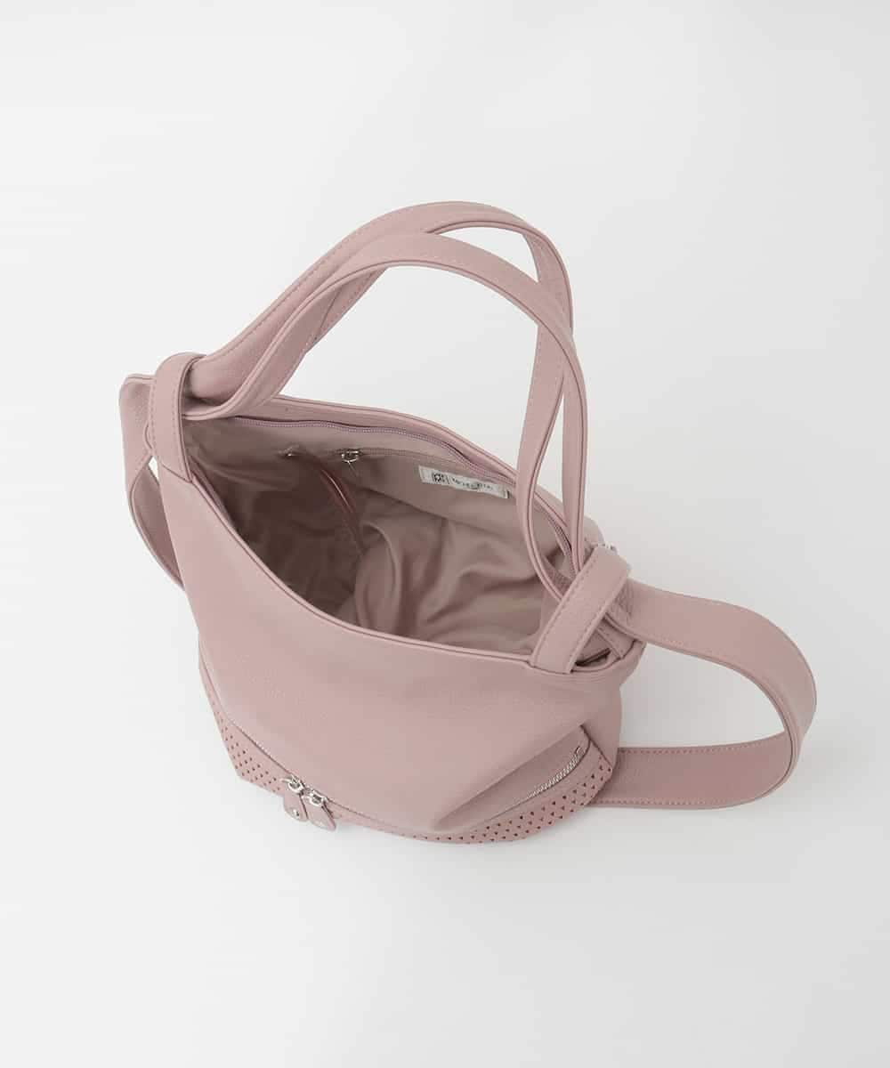 BKCAG28160 MK MICHEL KLEIN BAG(MK ミッシェルクラン バッグ) [2WAY]パンチングデザイン変形コンパクトバッグ ベージュ