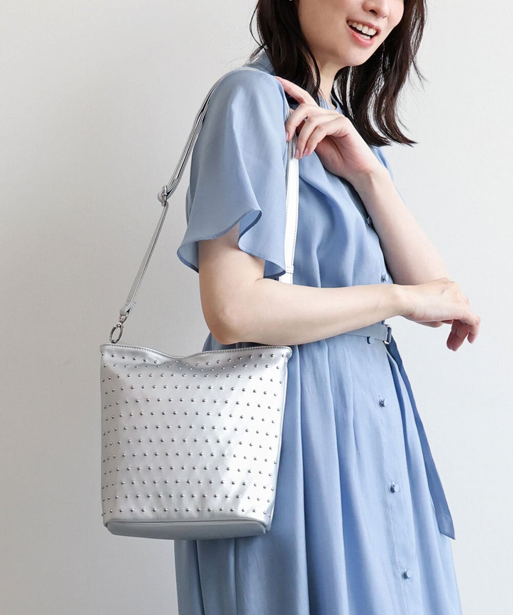 BPCGD52140 MK MICHEL KLEIN BAG(MK ミッシェルクラン バッグ) [2WAY/軽量]スタッズワンハンドルバッグ シルバー