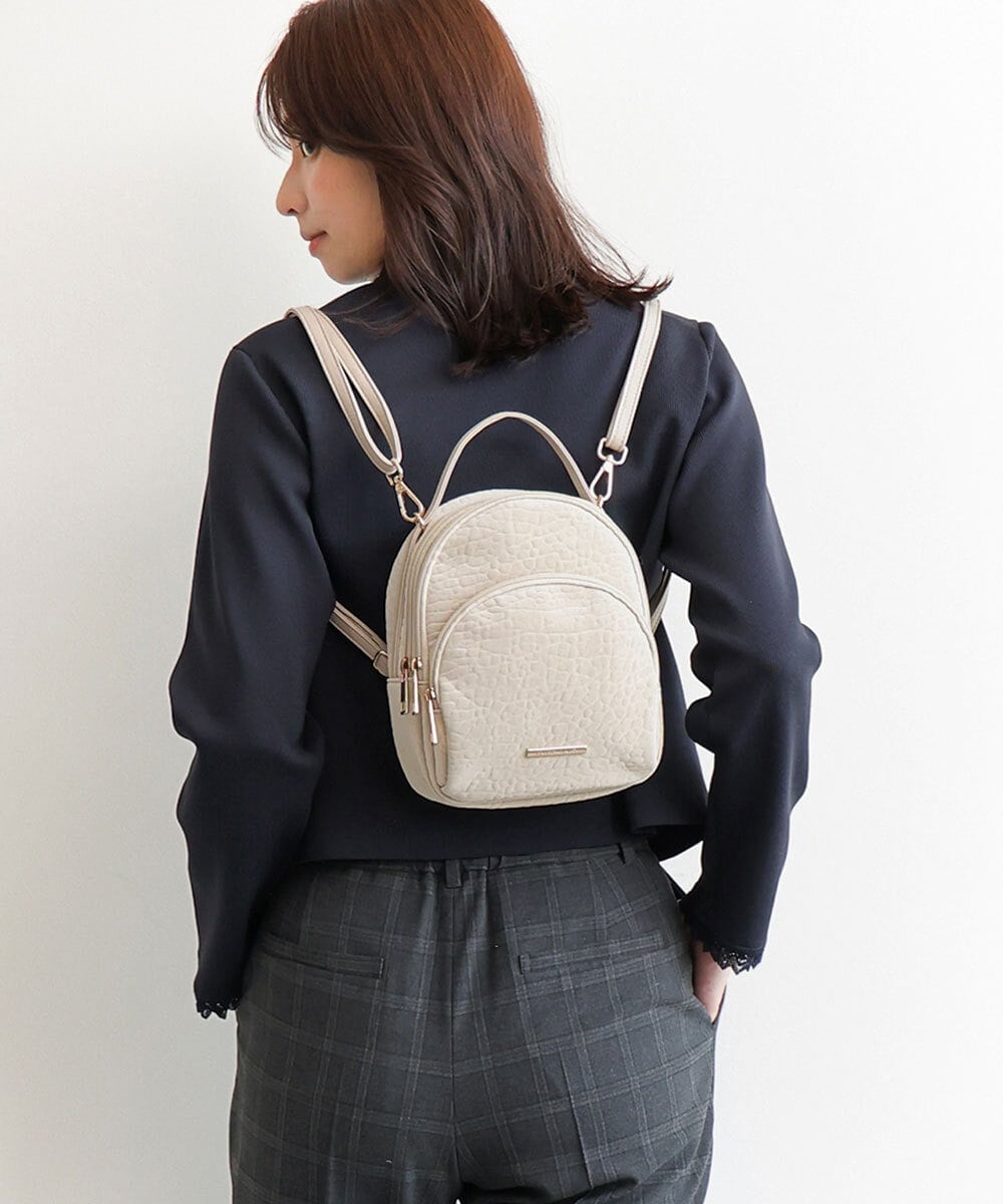 BPCLD94150 MK MICHEL KLEIN BAG(MK ミッシェルクラン バッグ) [3WAY/軽量]合成皮革ミニマムリュック アイボリー