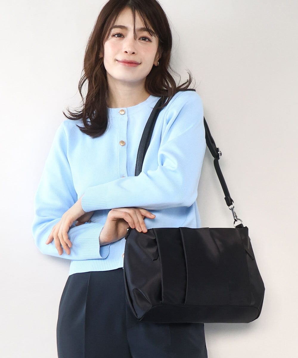BPRAD11160 MK MICHEL KLEIN BAG(MK ミッシェルクラン バッグ) [2WAY/500g以下の軽量]タックデザインワンショルダーバッグ ブラック