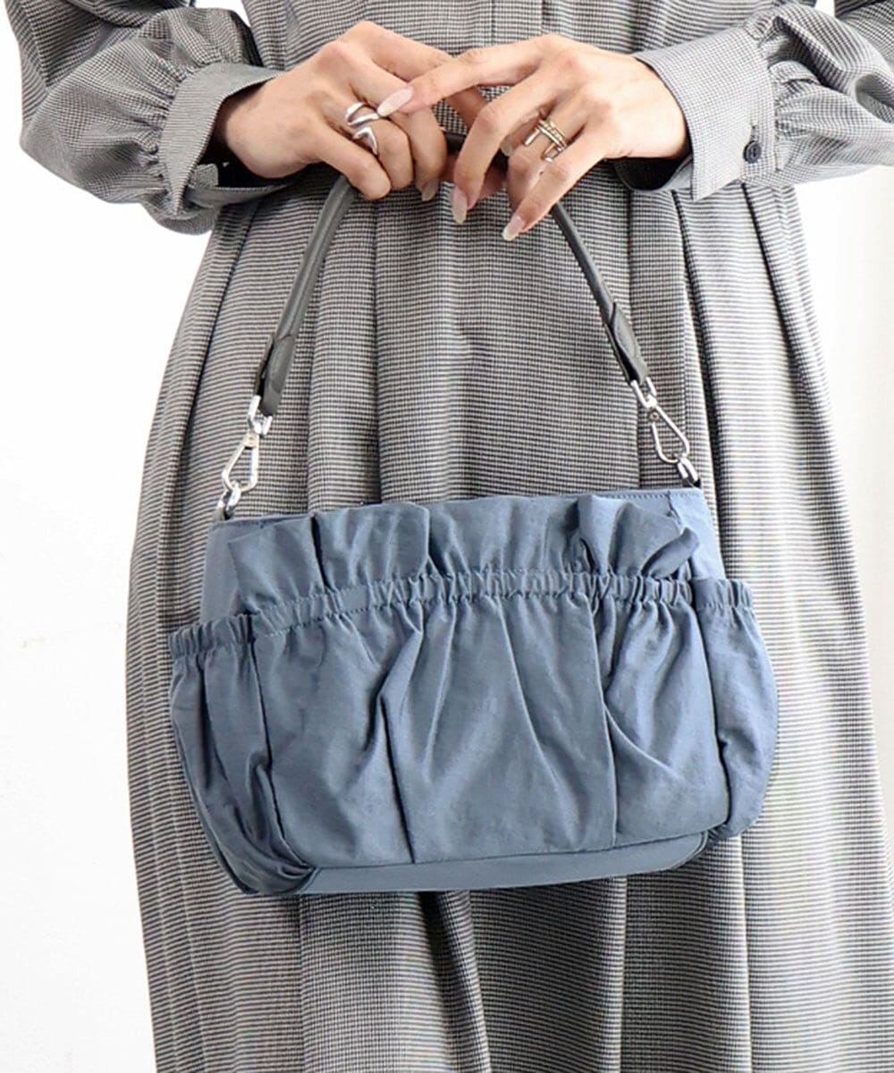 BPRAG95150 MK MICHEL KLEIN BAG(MK ミッシェルクラン バッグ) [2WAY]フリルギャザーコンパクトショルダーバッグ ライトブルー