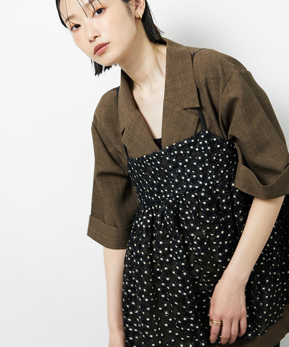 CTBID02055 TONEA(トネア) チュールフラワー刺繍キャミ ブラック