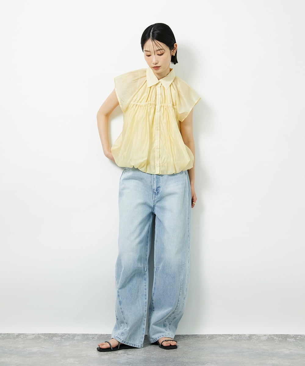 CTBID03054 TONEA(トネア) シアーバルーンシャーリングシャツ ブラック