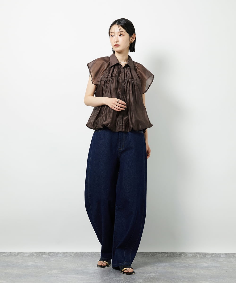 CTBID03054 TONEA(トネア) シアーバルーンシャーリングシャツ ブラック