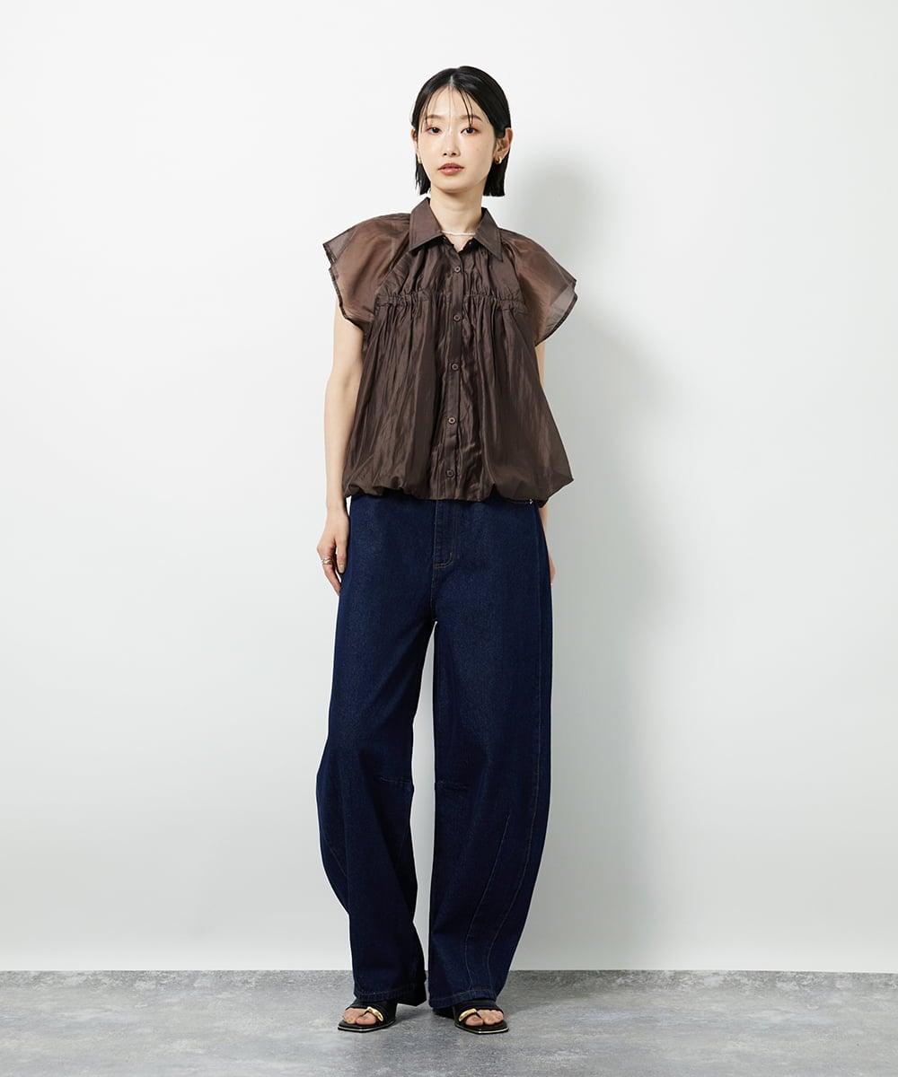 CTBID03054 TONEA(トネア) シアーバルーンシャーリングシャツ ブラック