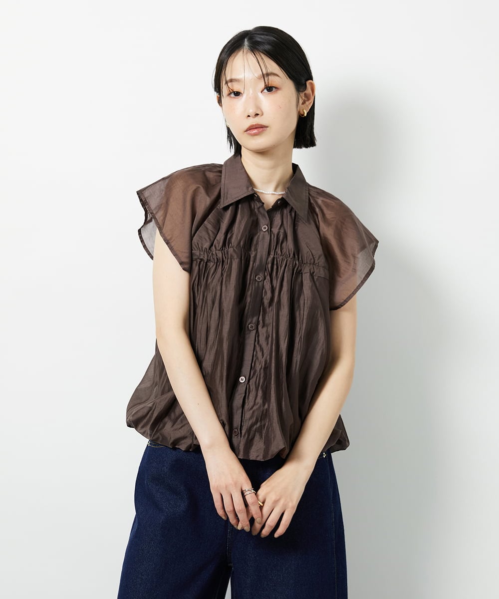 CTBID03054 TONEA(トネア) シアーバルーンシャーリングシャツ ブラック