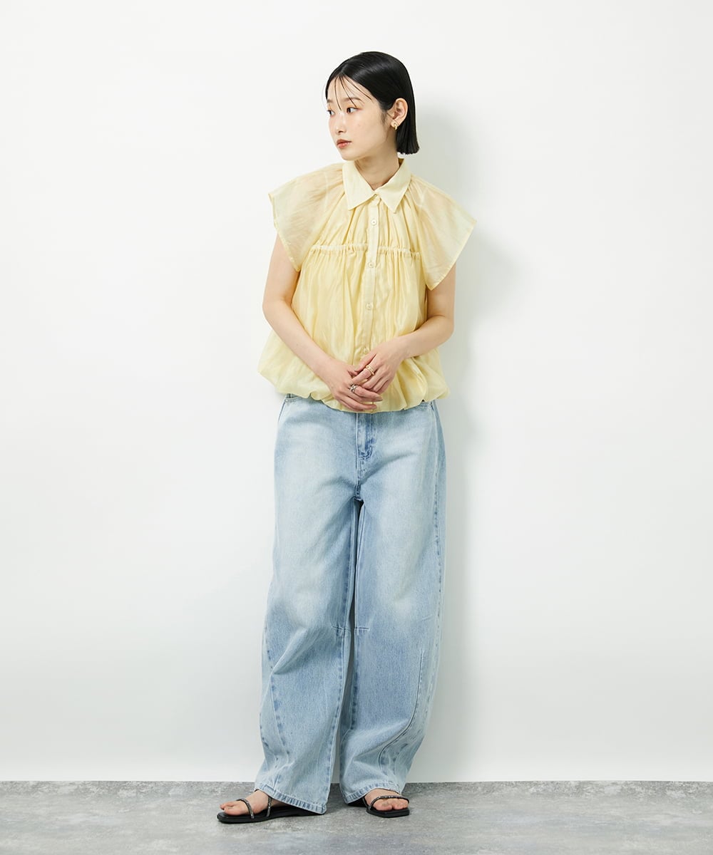 CTBID03054 TONEA(トネア) シアーバルーンシャーリングシャツ ブラック