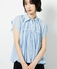 CTBID04054 TONEA(トネア) ニュアンスストライプ バルーンシャーリングシャツ ライトブルー