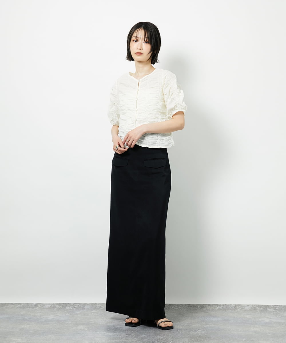 CTBID05060 TONEA(トネア) シャーリングブラウス ホワイト