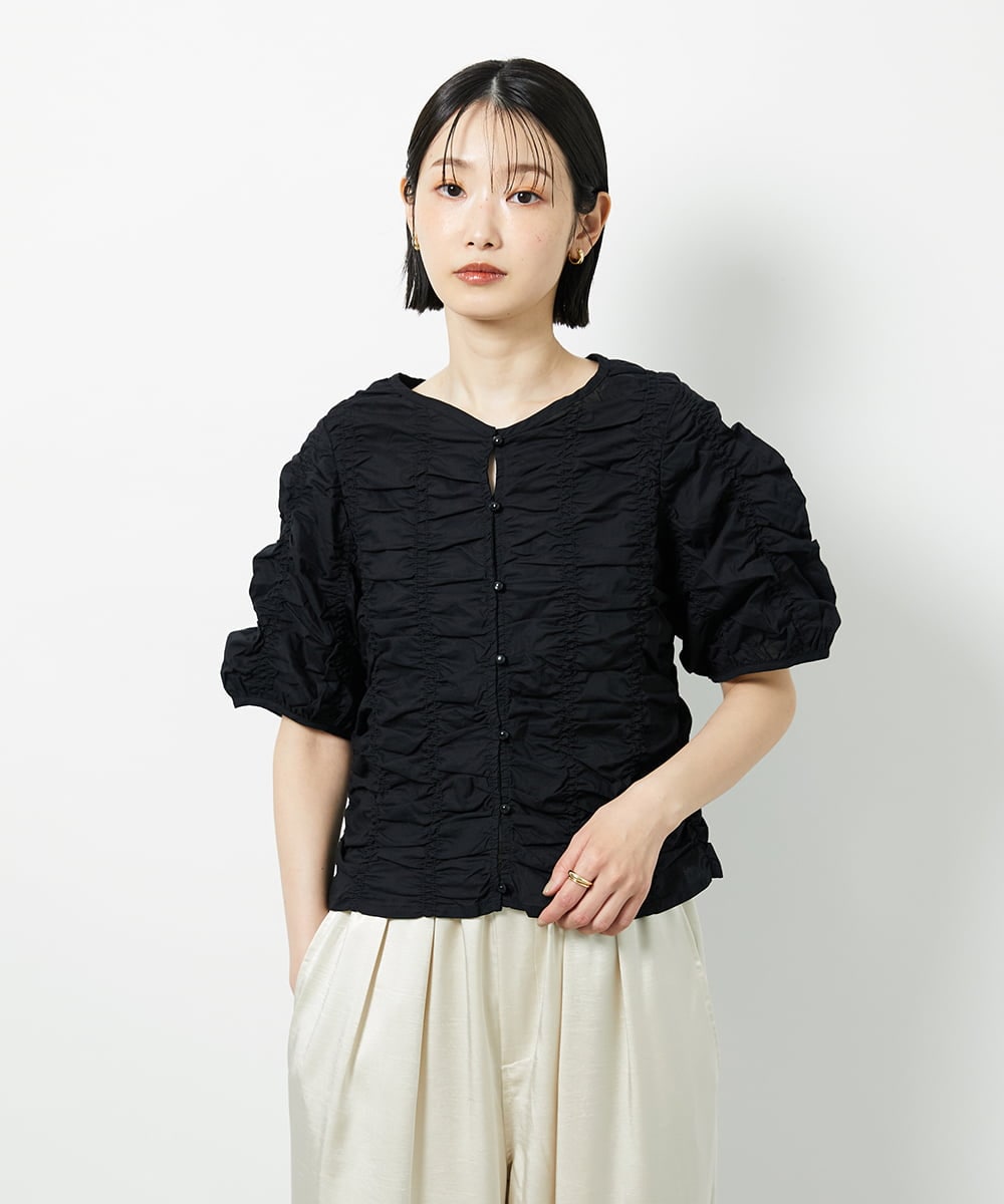 CTBID05060 TONEA(トネア) シャーリングブラウス ホワイト