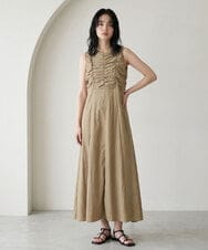 CTEID02072 TONEA(トネア) リネンライク ギャザーノースリブワンピース グレージュ
