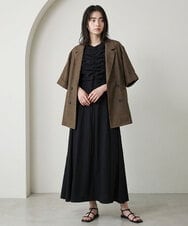 CTEID02072 TONEA(トネア) リネンライク ギャザーノースリブワンピース ブラック