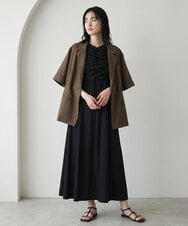 CTEID02072 TONEA(トネア) リネンライク ギャザーノースリブワンピース ブラック