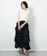 CTEID03081 TONEA(トネア) タックデザイン ドッキングワンピース ホワイト×ブラック