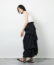 CTEID03081 TONEA(トネア) タックデザイン ドッキングワンピース ホワイト×ブラック