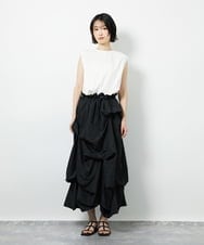 CTEID03081 TONEA(トネア) タックデザイン ドッキングワンピース ホワイト×ブラック