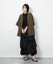 CTEID03081 TONEA(トネア) タックデザイン ドッキングワンピース ホワイト×ブラック