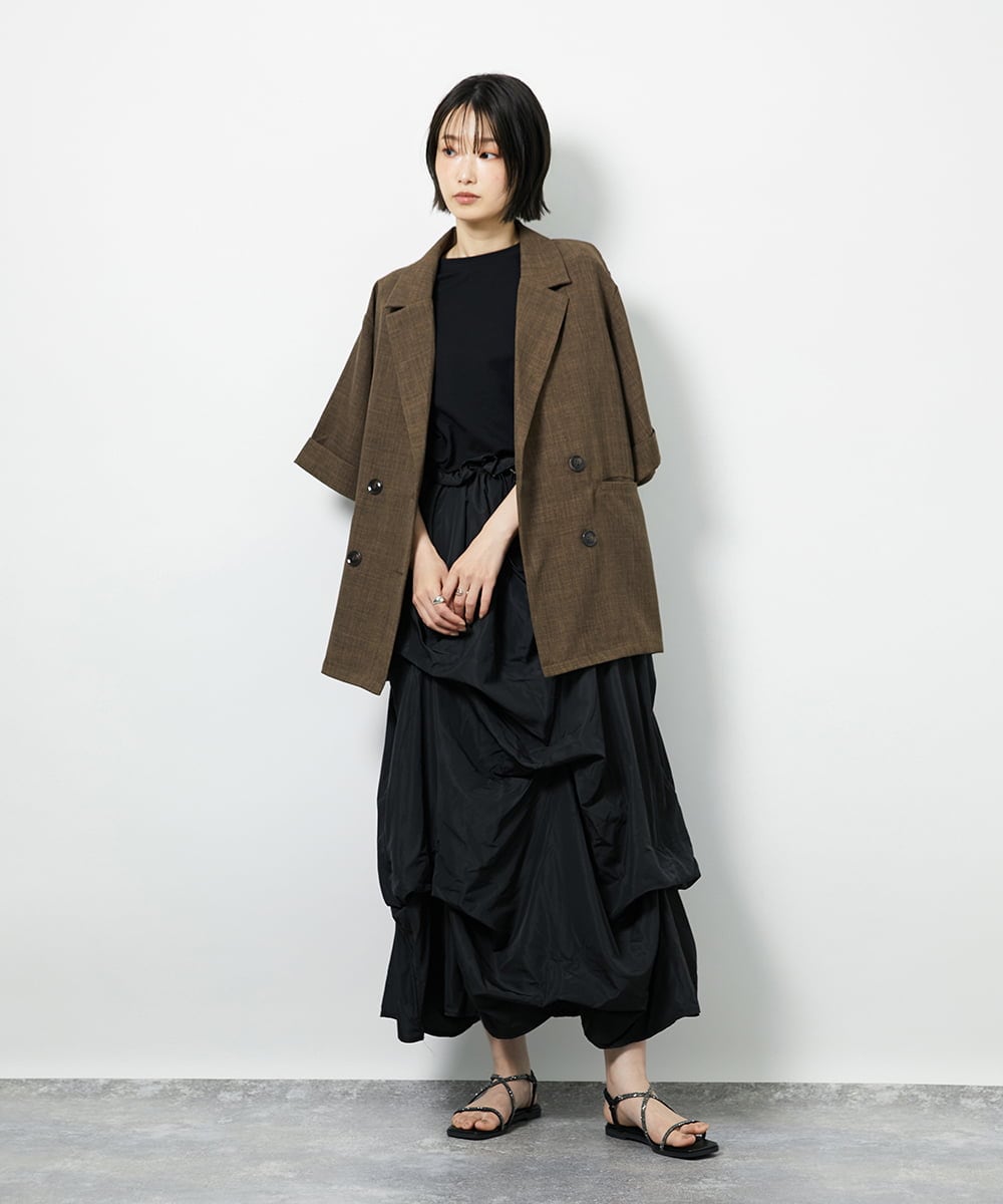 CTEID03081 TONEA(トネア) タックデザイン ドッキングワンピース ホワイト×ブラック