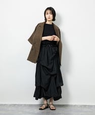 CTEID03081 TONEA(トネア) タックデザイン ドッキングワンピース ホワイト×ブラック