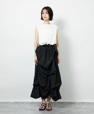 CTEID03081 TONEA(トネア) タックデザイン ドッキングワンピース ホワイト×ブラック