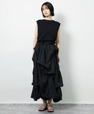 CTEID03081 TONEA(トネア) タックデザイン ドッキングワンピース ホワイト×ブラック