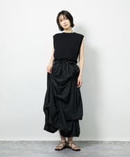 CTEID03081 TONEA(トネア) タックデザイン ドッキングワンピース ホワイト×ブラック