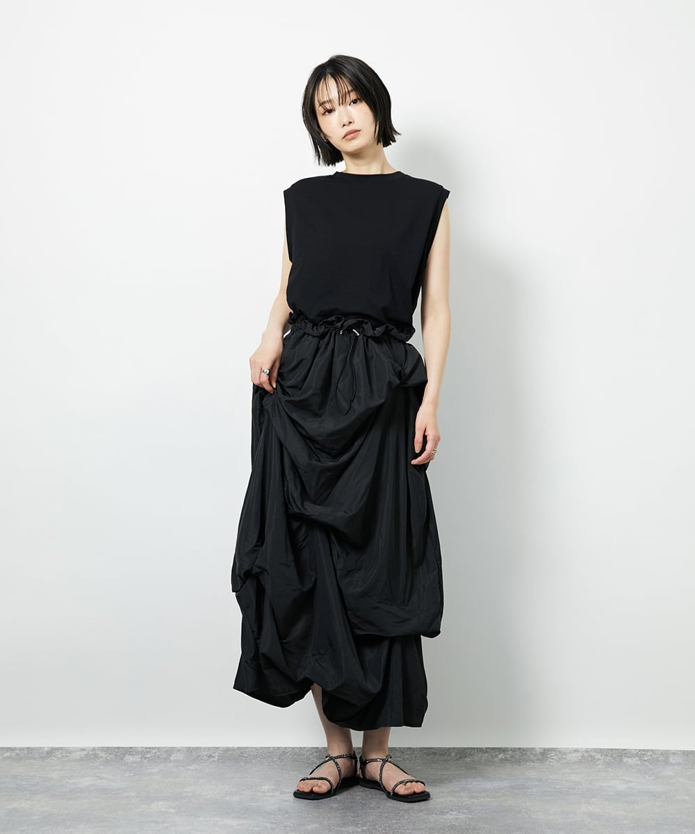 CTEID03081 TONEA(トネア) タックデザイン ドッキングワンピース ホワイト×ブラック