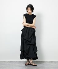 CTEID03081 TONEA(トネア) タックデザイン ドッキングワンピース ホワイト×ブラック