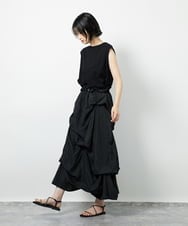 CTEID03081 TONEA(トネア) タックデザイン ドッキングワンピース ホワイト×ブラック