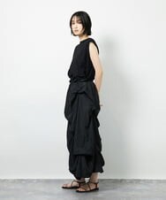 CTEID03081 TONEA(トネア) タックデザイン ドッキングワンピース ホワイト×ブラック