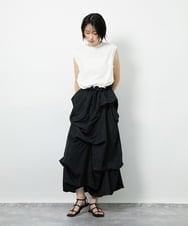 CTEID03081 TONEA(トネア) タックデザイン ドッキングワンピース ホワイト×ブラック