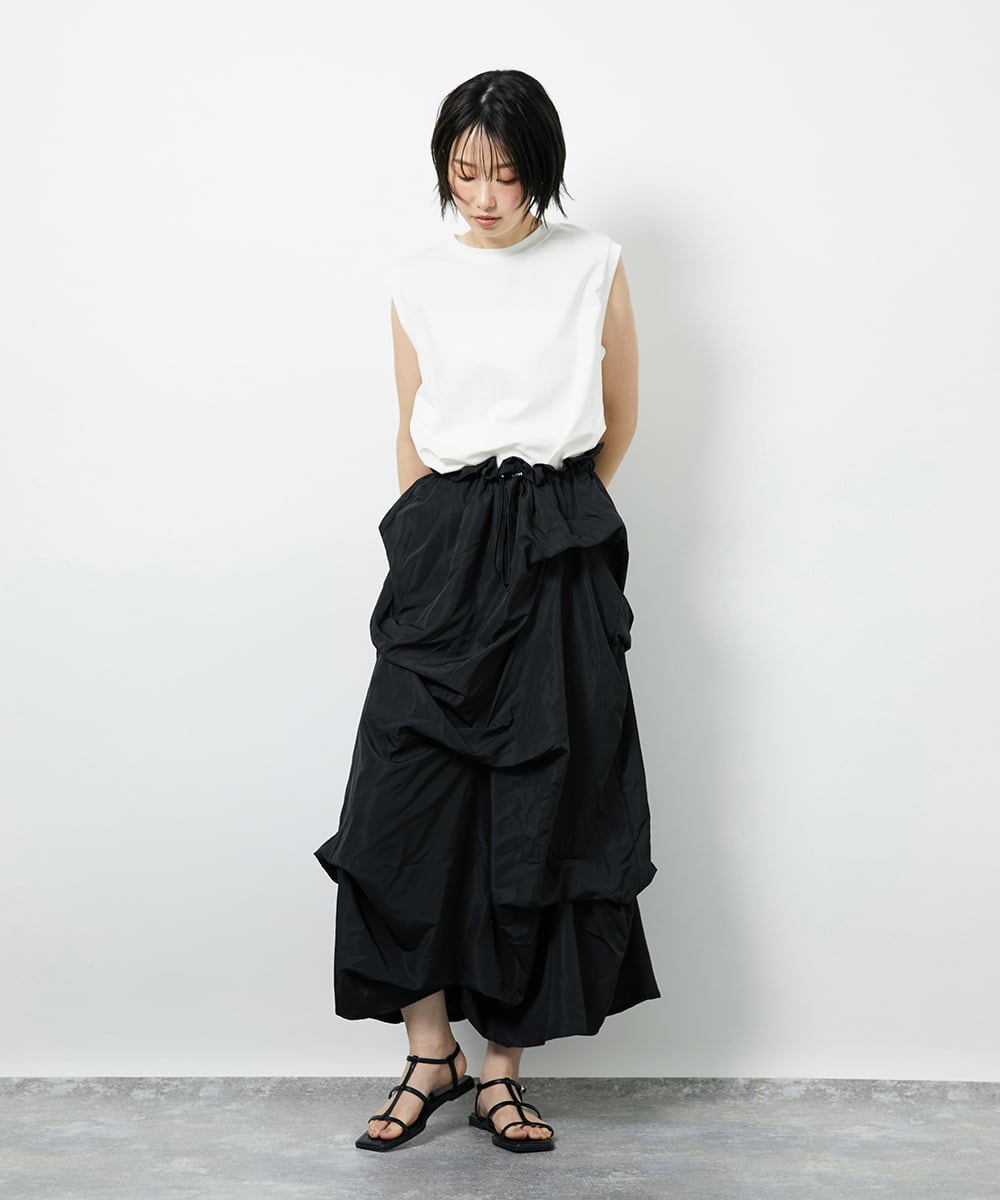 CTEID03081 TONEA(トネア) タックデザイン ドッキングワンピース ホワイト×ブラック