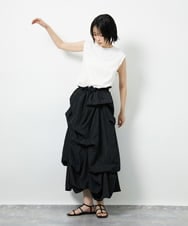 CTEID03081 TONEA(トネア) タックデザイン ドッキングワンピース ホワイト×ブラック