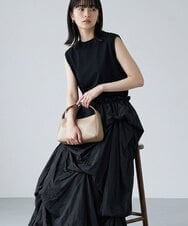 CTEID03081 TONEA(トネア) タックデザイン ドッキングワンピース ブラック