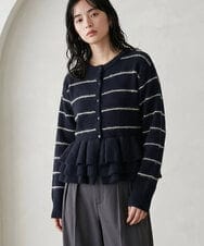 CTFAG01067 TONEA(トネア) 裾フリル ボーダーニットカーディガン アイボリー
