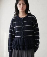 CTFAG01067 TONEA(トネア) 裾フリル ボーダーニットカーディガン アイボリー
