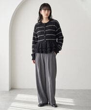 CTFAG01067 TONEA(トネア) 裾フリル ボーダーニットカーディガン アイボリー