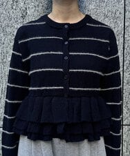 CTFAG01067 TONEA(トネア) 裾フリル ボーダーニットカーディガン アイボリー