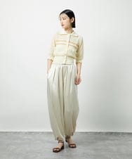 CTFID02085 TONEA(トネア) 透かし編み 配色ポロニット アイボリー